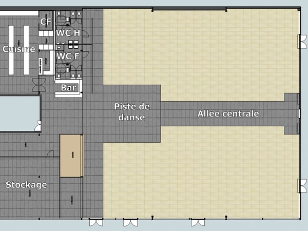 Plan de salle utilisé pour anticiper la disposition des tables et la circulation des invités